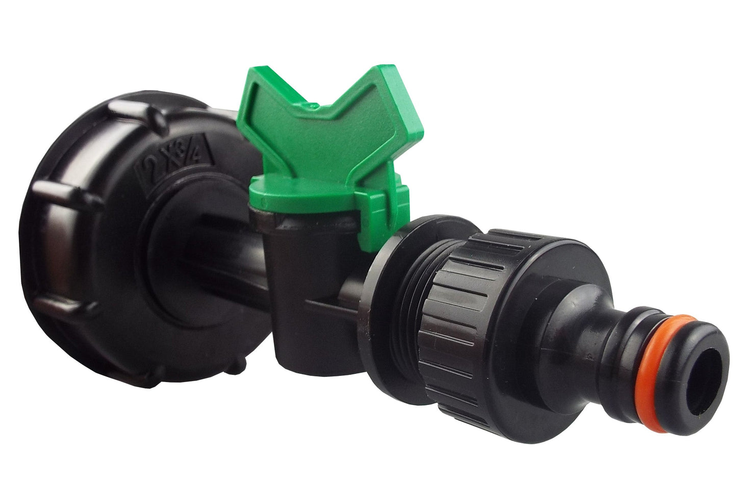 IBC 2 S60X6 Cap with In-Line Valve and Male Quick Connector Outdoor Watering Kit