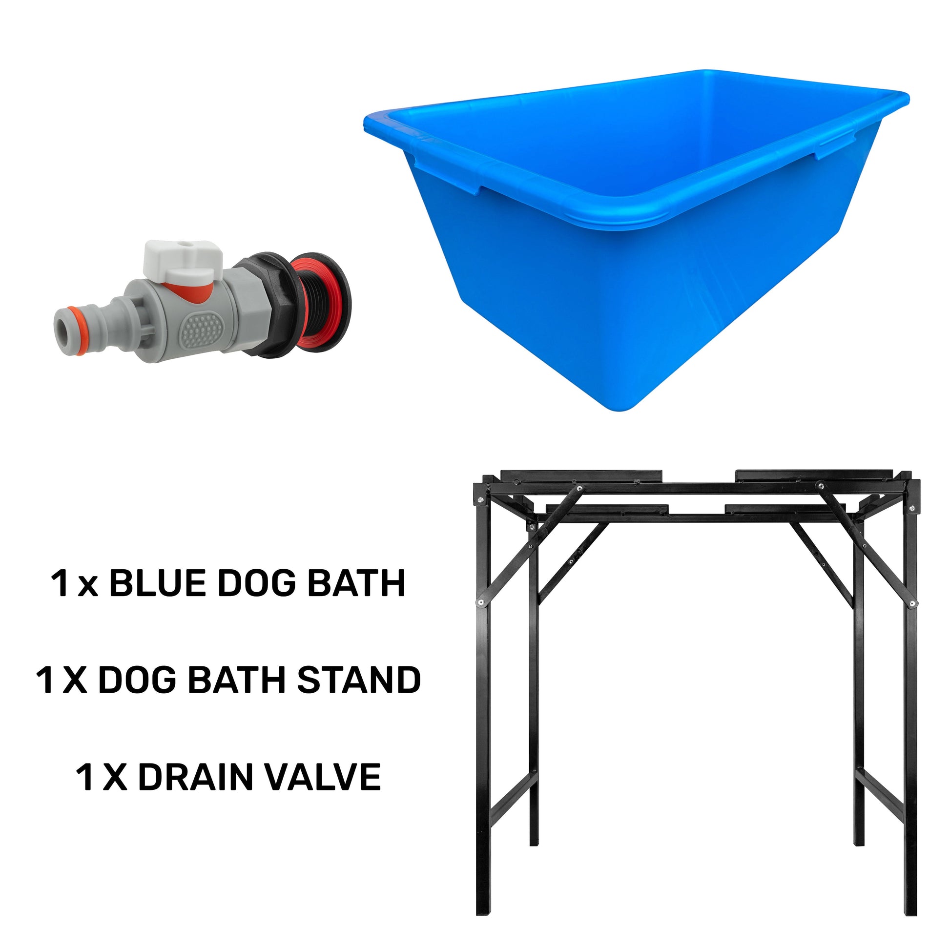 AP Supplies Blue Dog Bath with Drain Valve (WL) and Stand