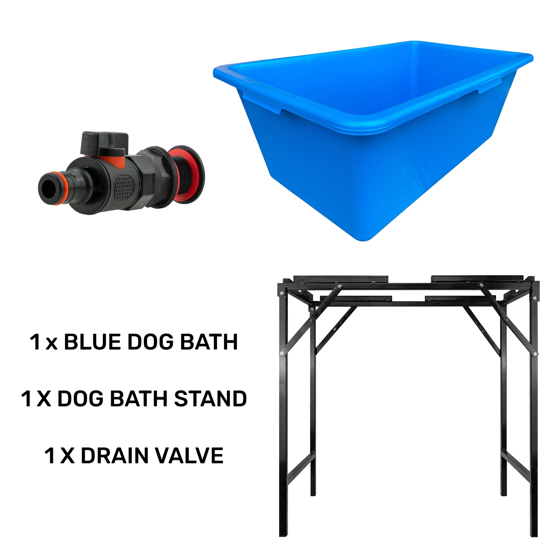 AP Supplies Blue Dog Bath with Drain Valve (Black) and Stand