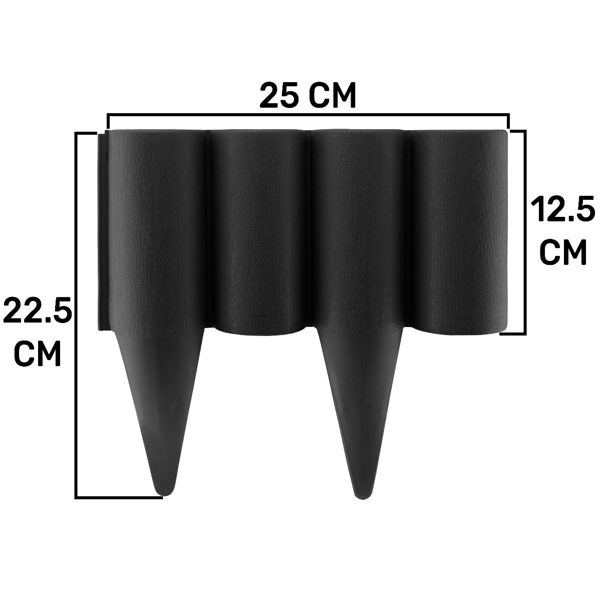 Lawn Edging, Plastic Palisade Wood Effect, 2.5m Box, Black for Landscape Fabric