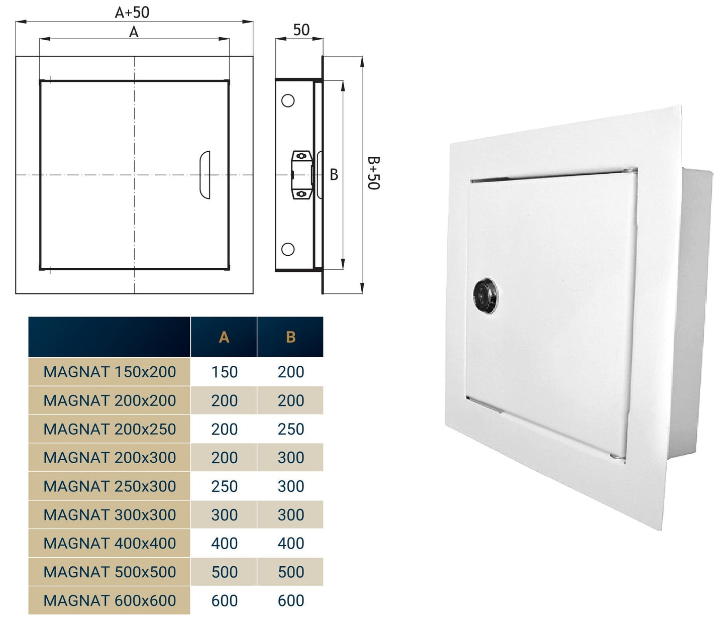 Access Panel Door Metal With Lock, White 200mm x 300mm for Home and Garden Use