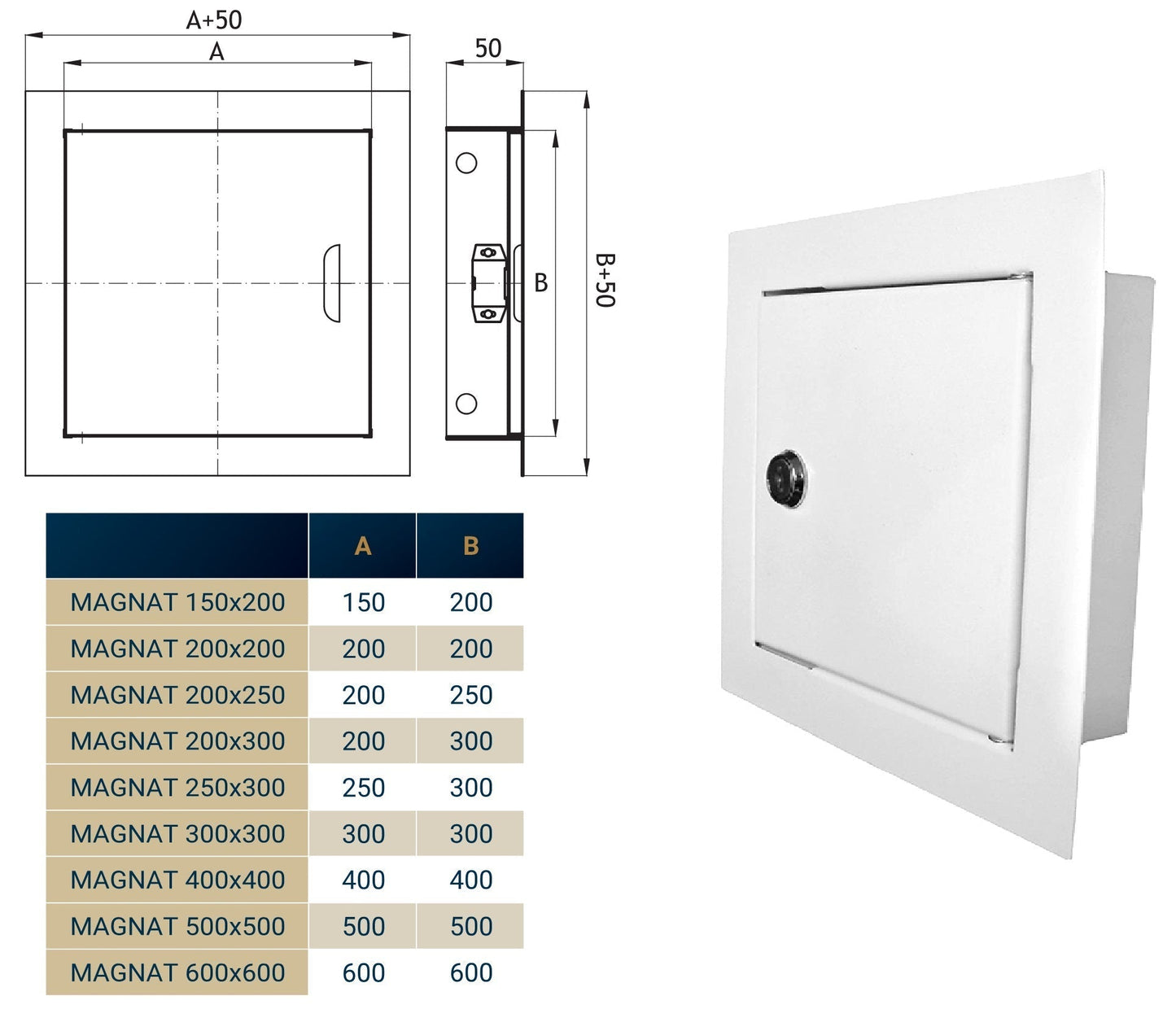 Access Panel Door Metal With Lock, White 300mm x 300mm for Home and Garden Use