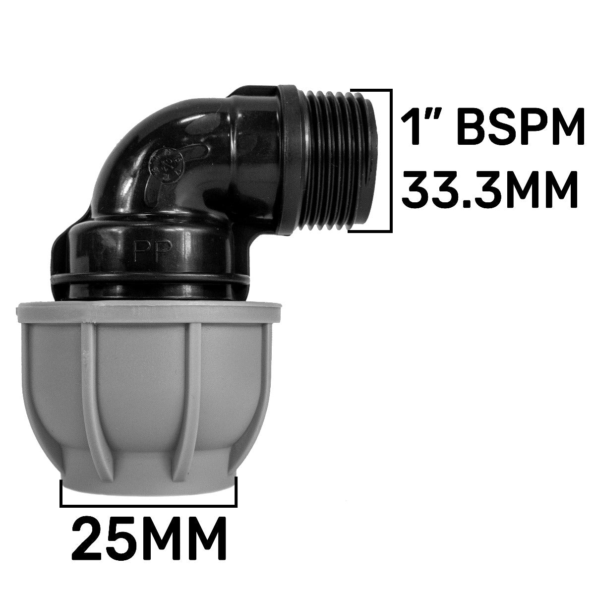IBC 2 S60X6 Cap with Lever Valve and 25mm MDPE Elbow for Drip Irrigation Fitting