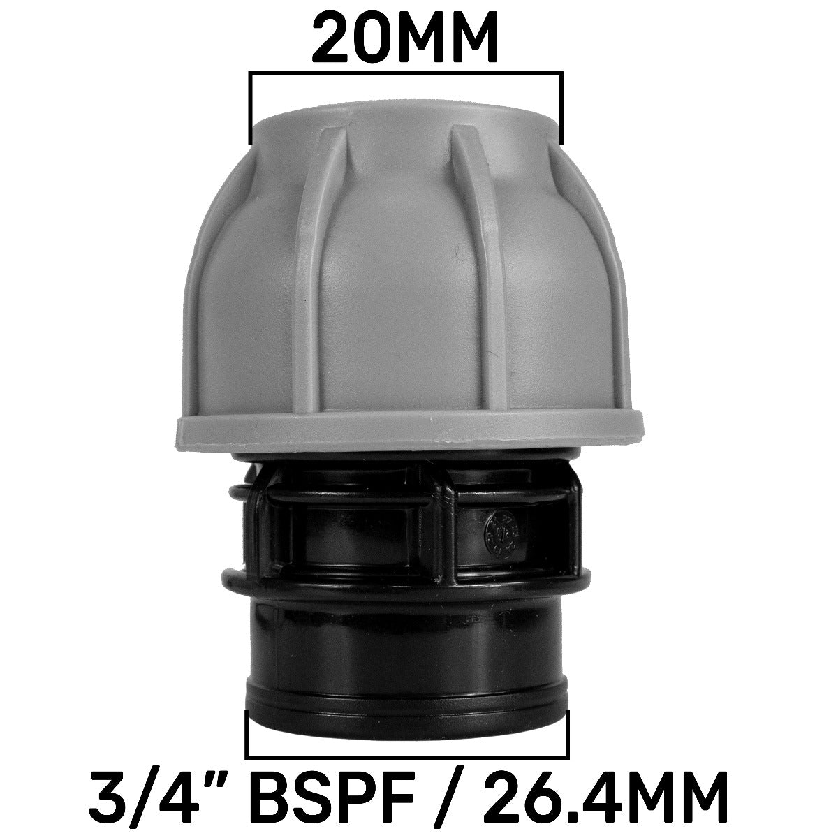 MDPE Straight Joiner 20mm - 3/4in BSPF Hose Connector Set Pipe and Water Fitting