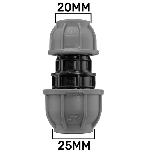 MDPE Straight Joiner Reducing 25mm - 20mm Hose Connector Set MDPE Pipe Connector
