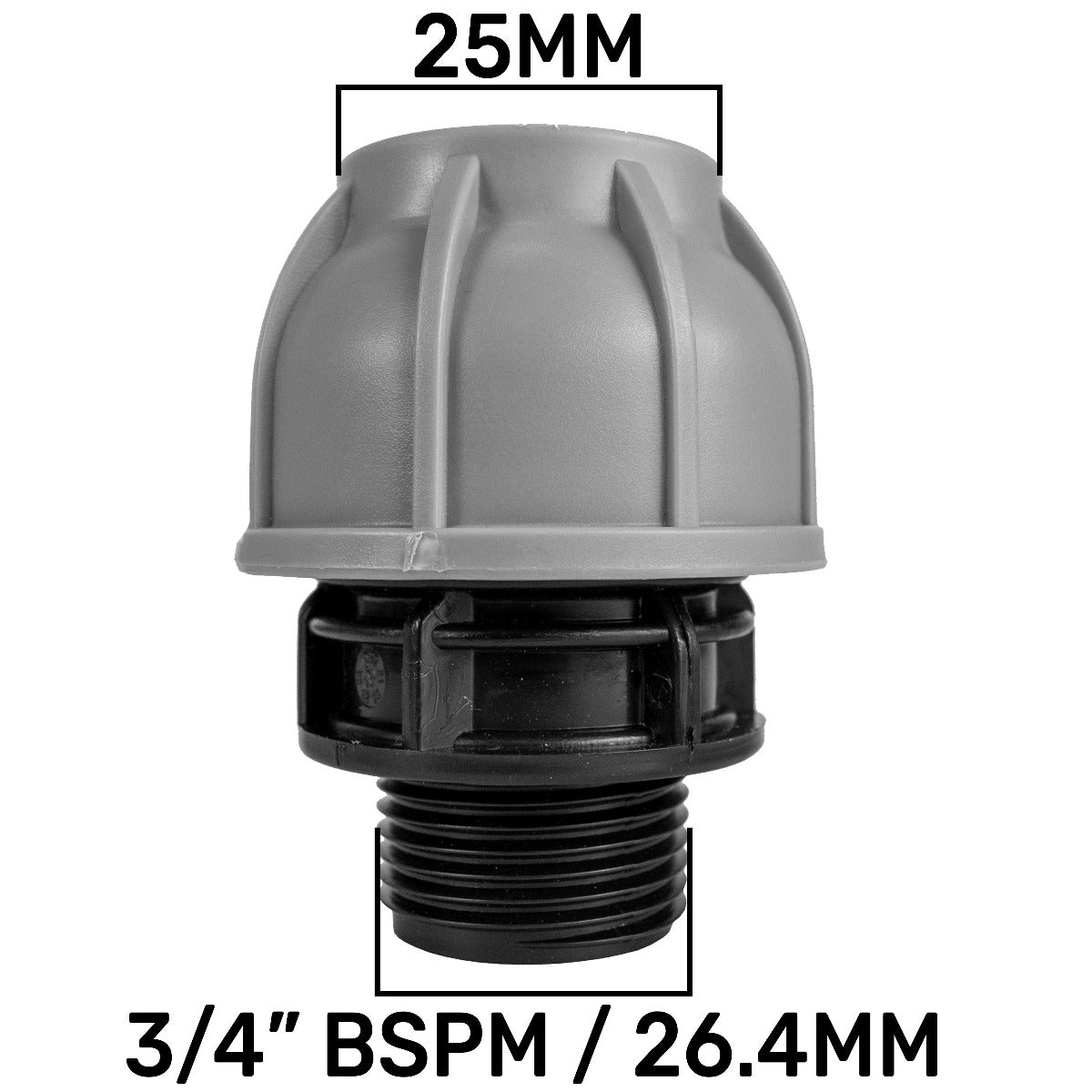 MDPE Straight Joiner 25mm - 3/4in BSPM Hose Connector Set Pipe and Water Fitting