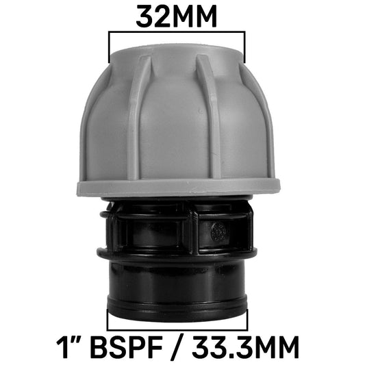 MDPE Straight Joiner 32mm - 1in BSPF MDPE Pipe Connector Drip Irrigation Fitting