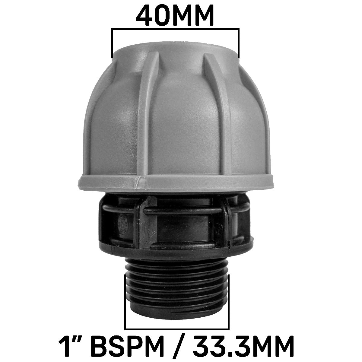 IBC 2 S60X6 Cap with 40mm MDPE Straight Hose Connector Set Garden Irrigation Kit