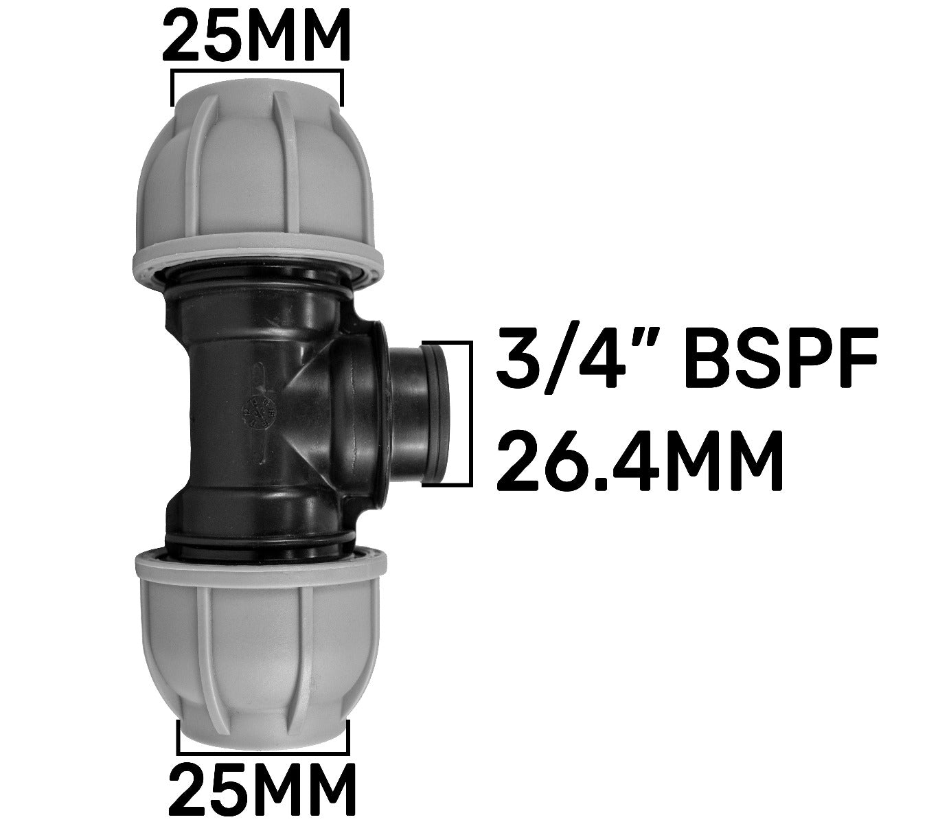 AP Supplies MDPE Tee 25mm and Lever Quick Connect Tap