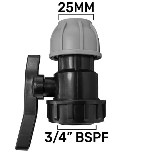 MDPE Valve 25mm - 3/4in BSPF Drip Irrigation Fitting Pipe and Water Fitting