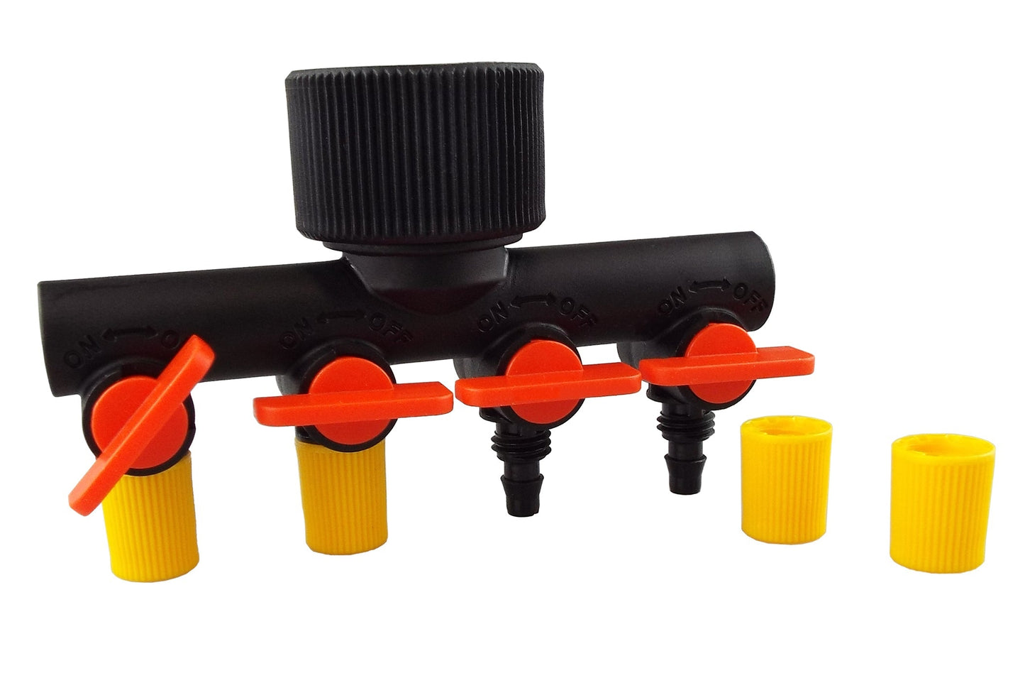 4-Way Manifold with Valves for Micro Irrigation Tube for Drip Irrigation Fitting