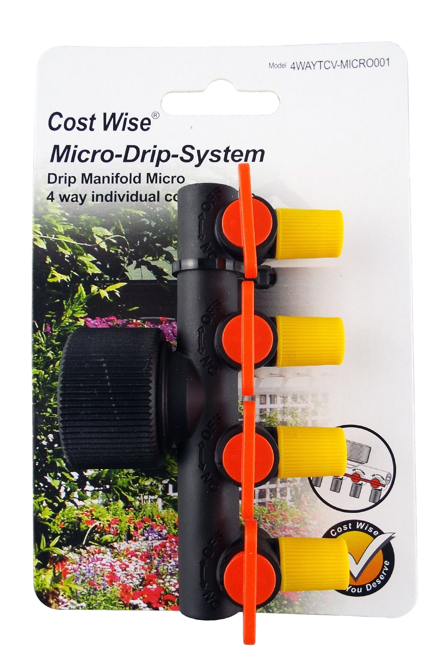 4-Way Manifold with Valves for Micro Irrigation Tube for Drip Irrigation Fitting