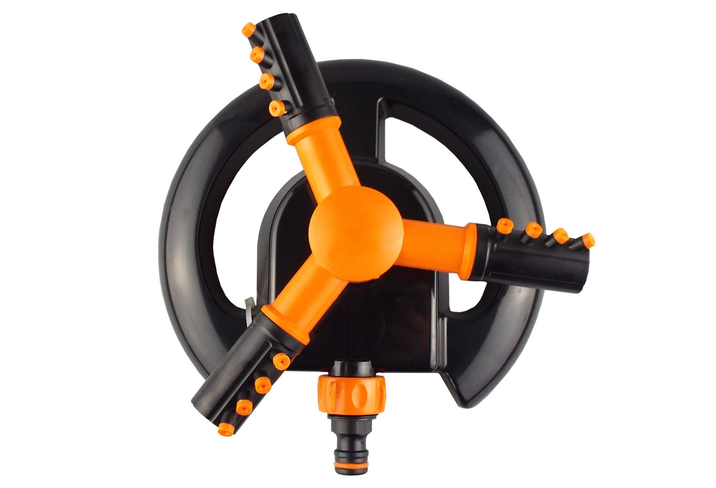 Bradas 3-Arm Rotating Sprinkler Black Orange Line Lawn Sprinkler Water Connector