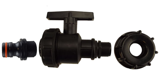 IBC 2 S60X6 Cap with Large Plastic Valve and Male Quick Connector Tap Adapter