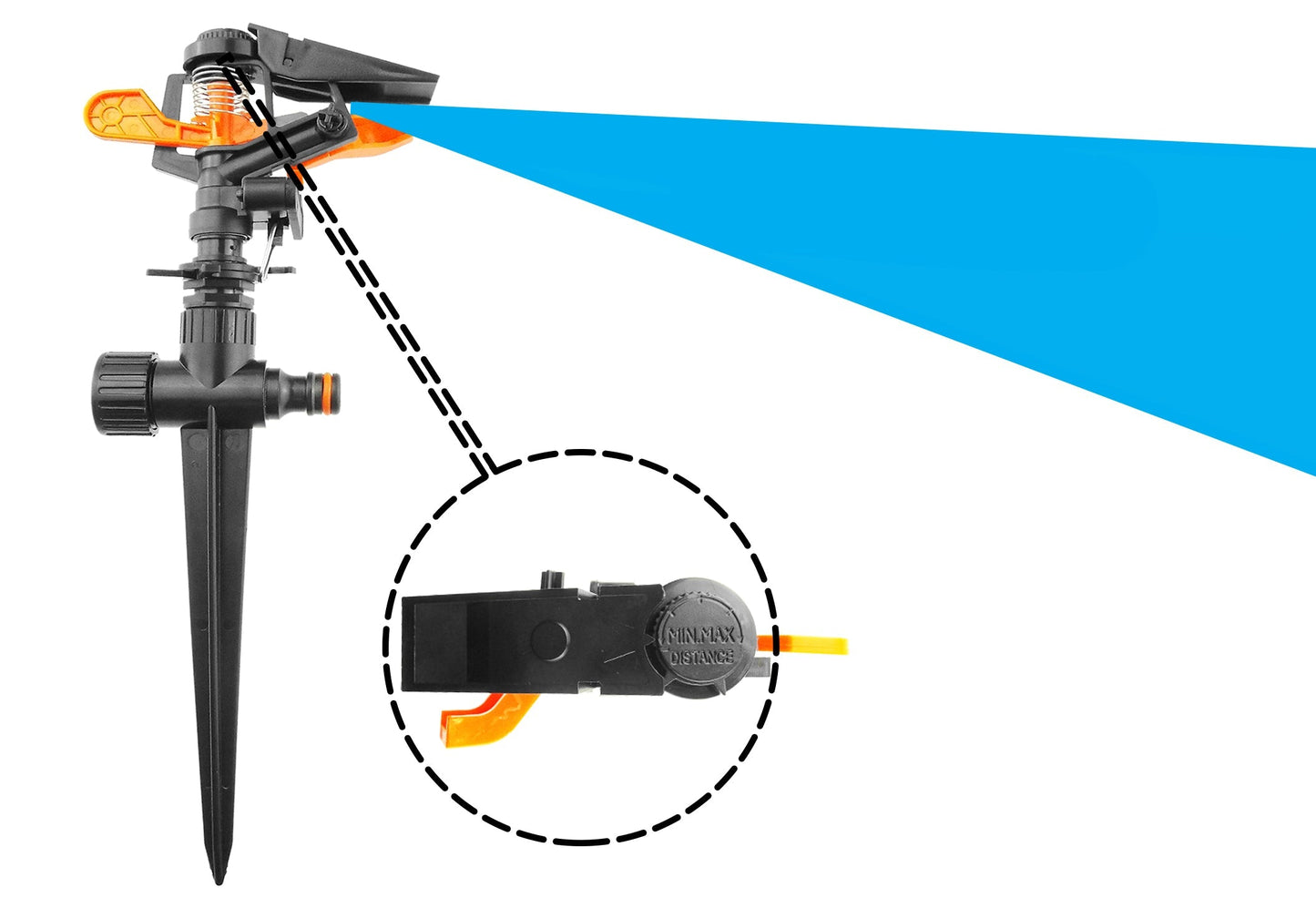 Pulsating Sprinkler on Spike - Adjustable Eco Line for Outdoor Hose Accessory