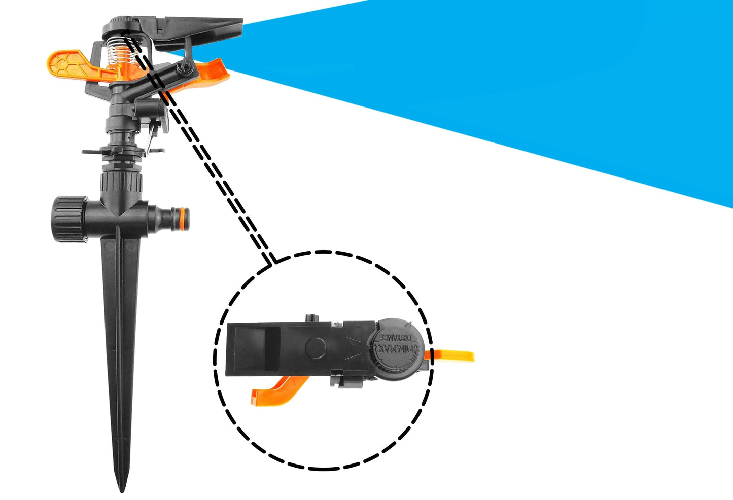 Pulsating Sprinkler on Spike - Adjustable Eco Line for Outdoor Hose Accessory