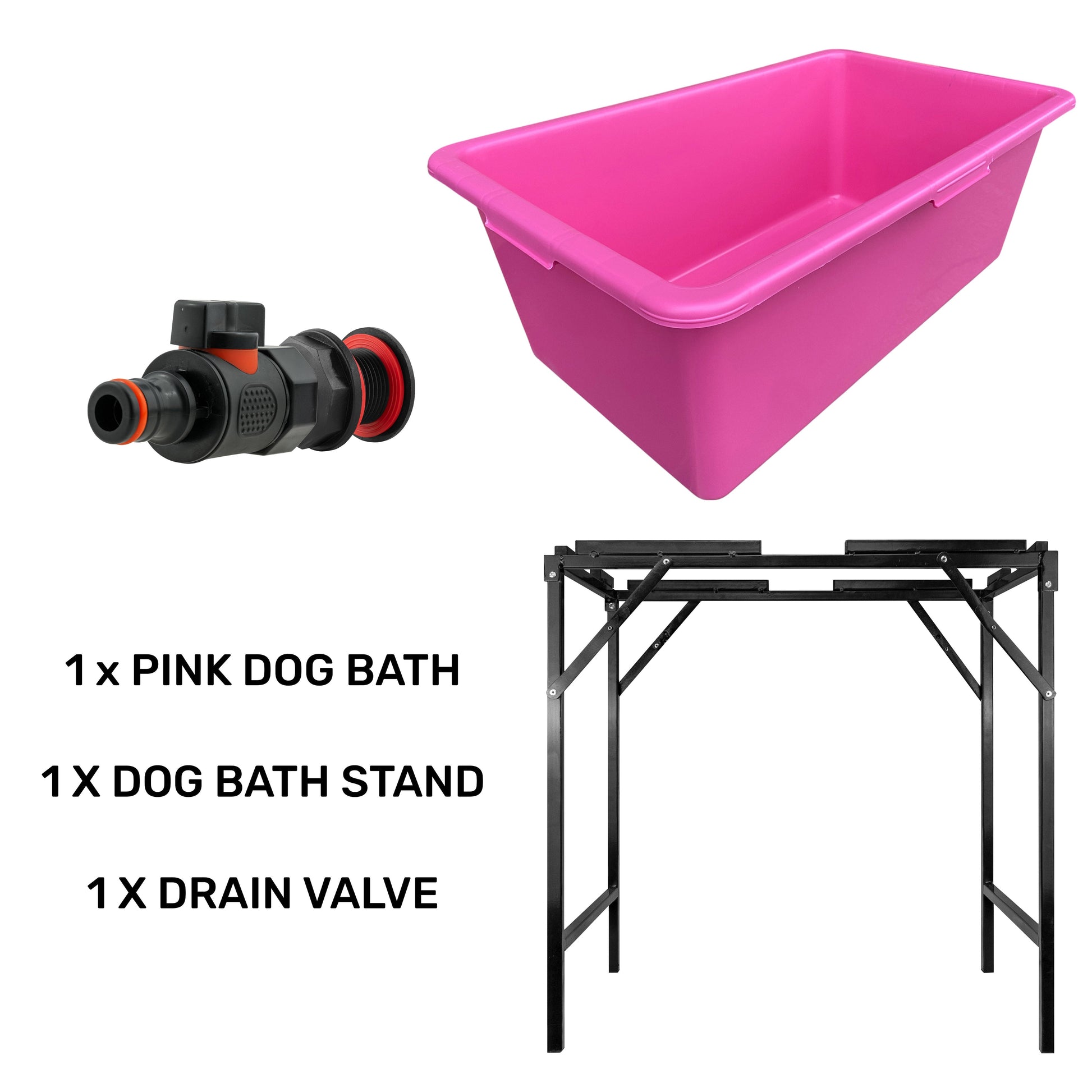 AP Supplies Pink Dog Bath with Drain Valve (Black) and Stand