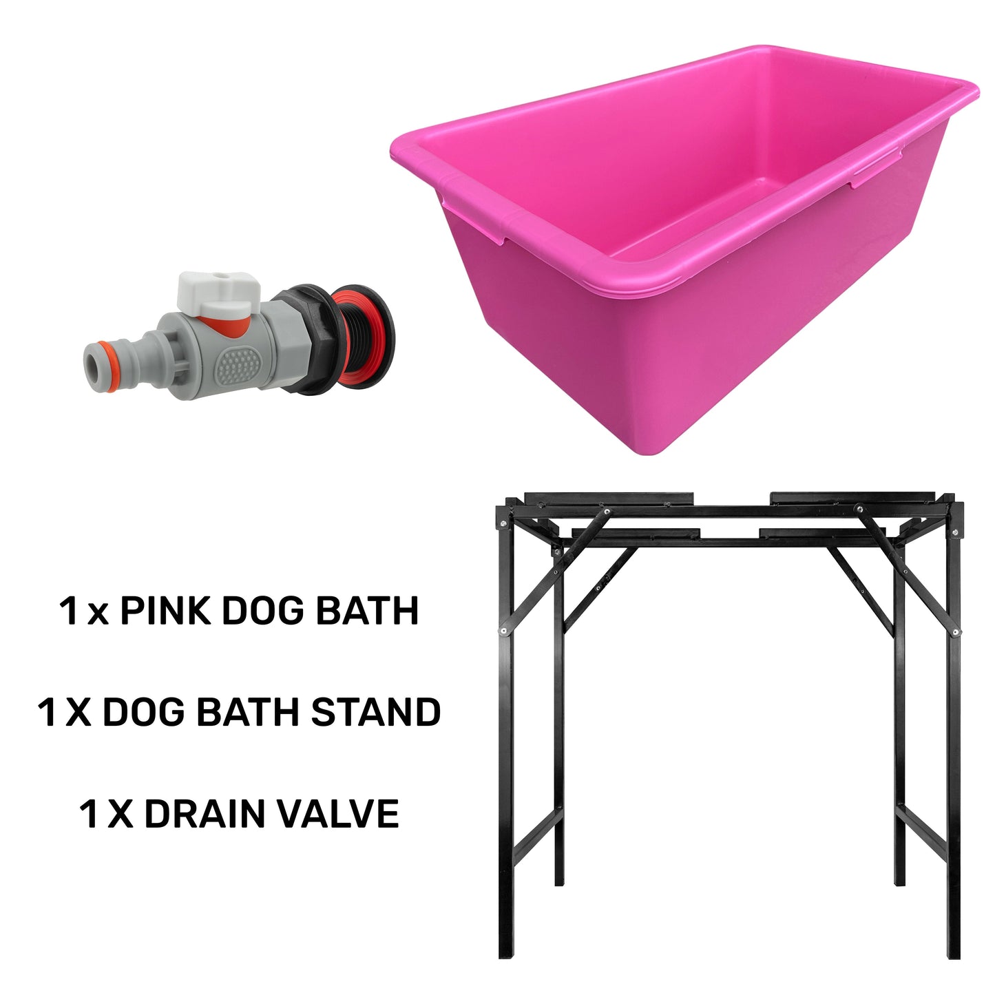 AP Supplies Pink Dog Bath with Drain Valve (WL) and Stand