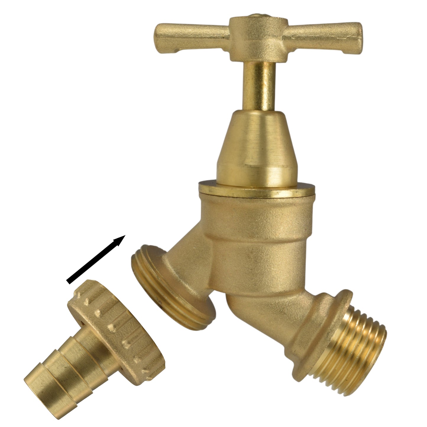 AP Supplies Brass Bib Tap Kit with Barb/Quick Connect Outlet, 1/2" and 3/4" BSP Thread Inlet