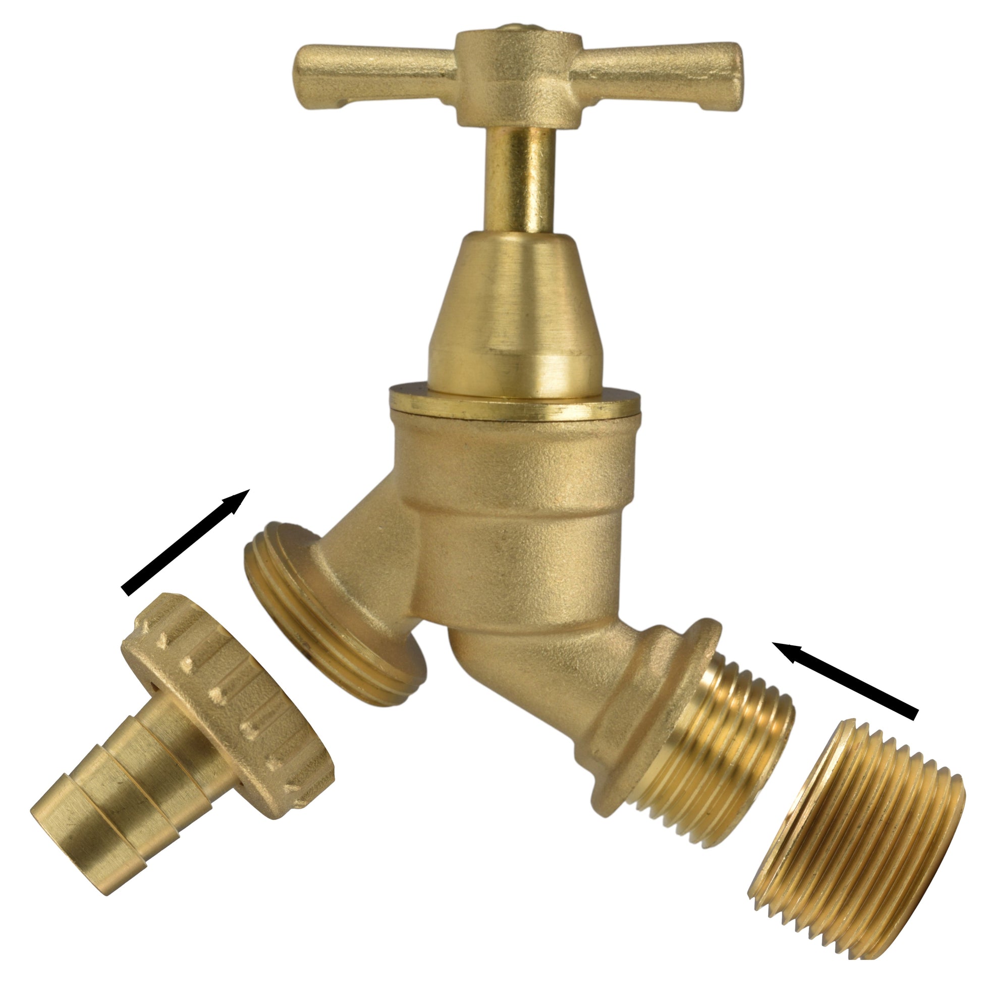 AP Supplies Brass Bib Tap Kit with Barb/Quick Connect Outlet, 1/2" and 3/4" BSP Thread Inlet