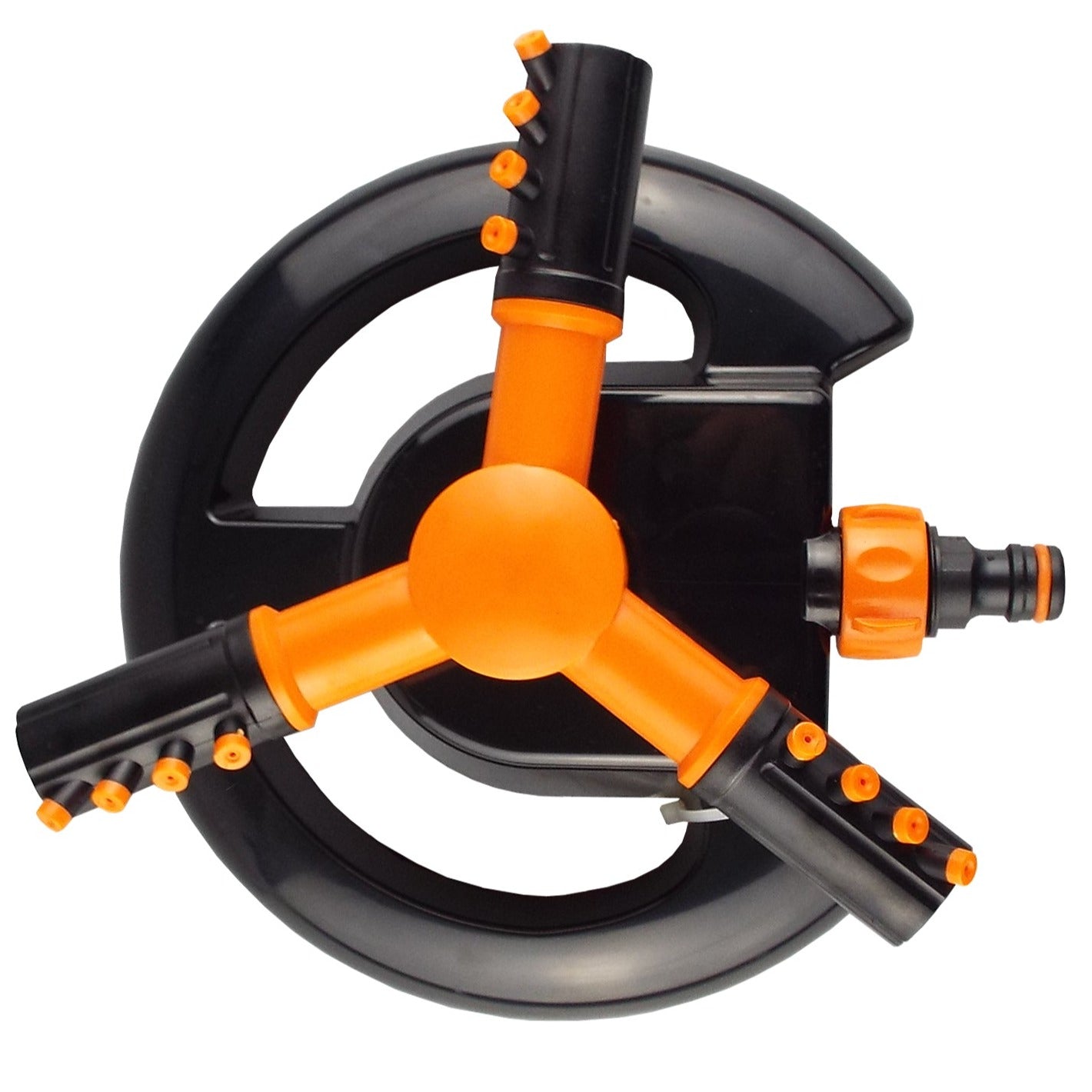 Bradas 3-Arm Rotating Sprinkler Black Orange Line Lawn Sprinkler Water Connector