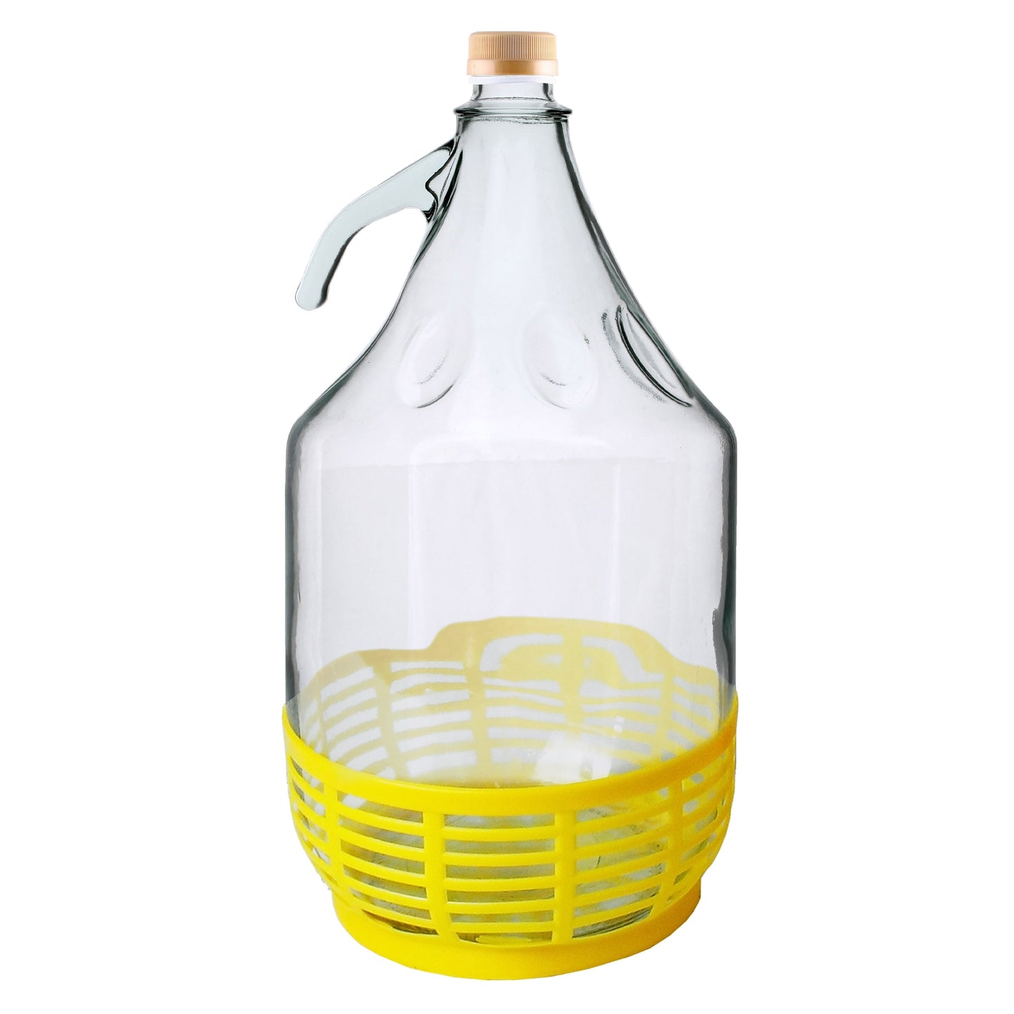 AP Supplies Glass Demijohn 5L With SCREW Top Cap & Yellow Protective Basket