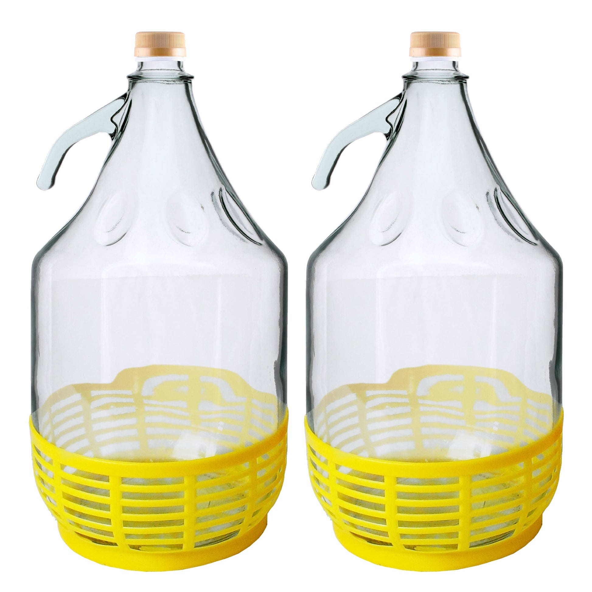 AP Supplies Glass Demijohn 5L With SCREW Top Cap & Yellow Protective Basket