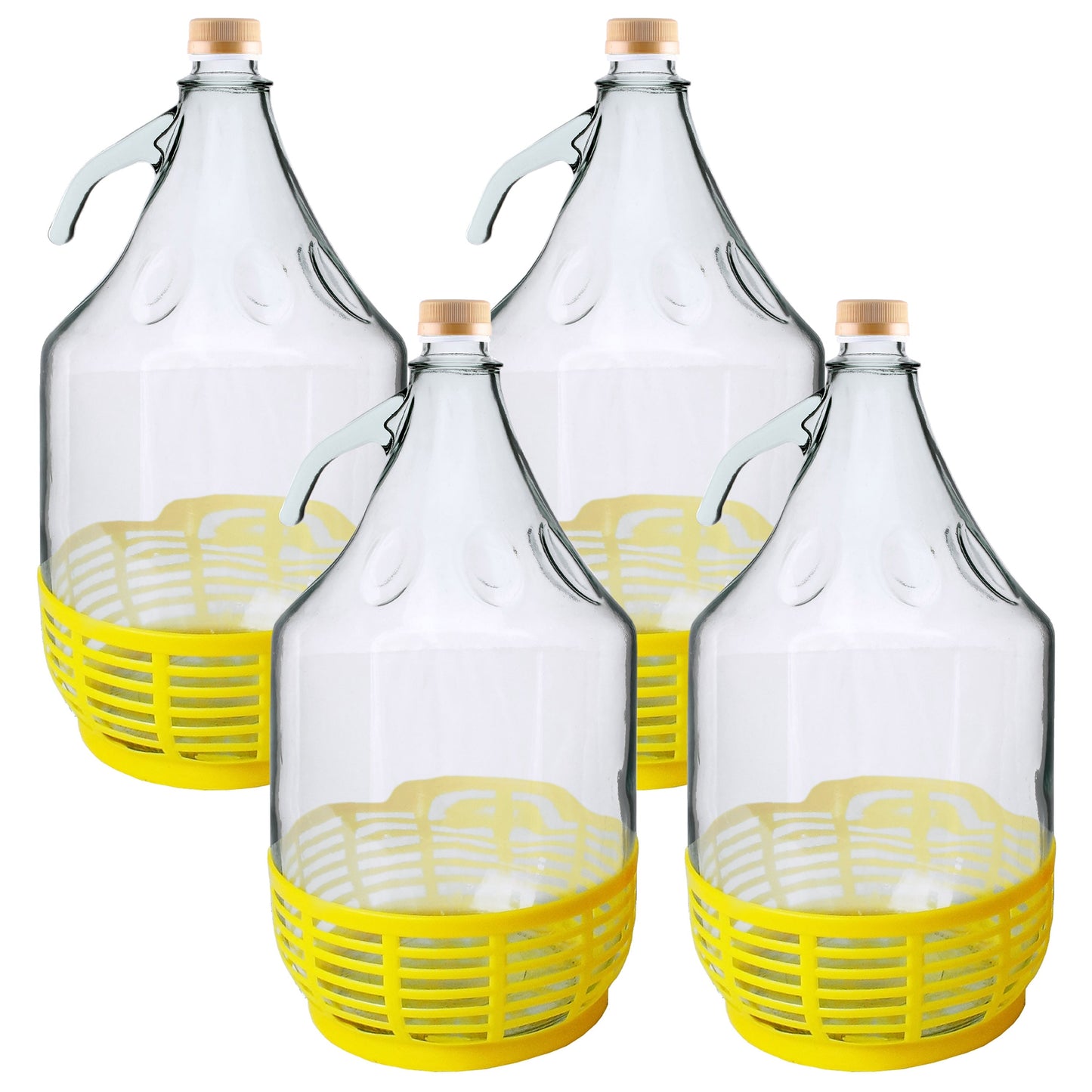 AP Supplies Glass Demijohn 5L With SCREW Top Cap & Yellow Protective Basket