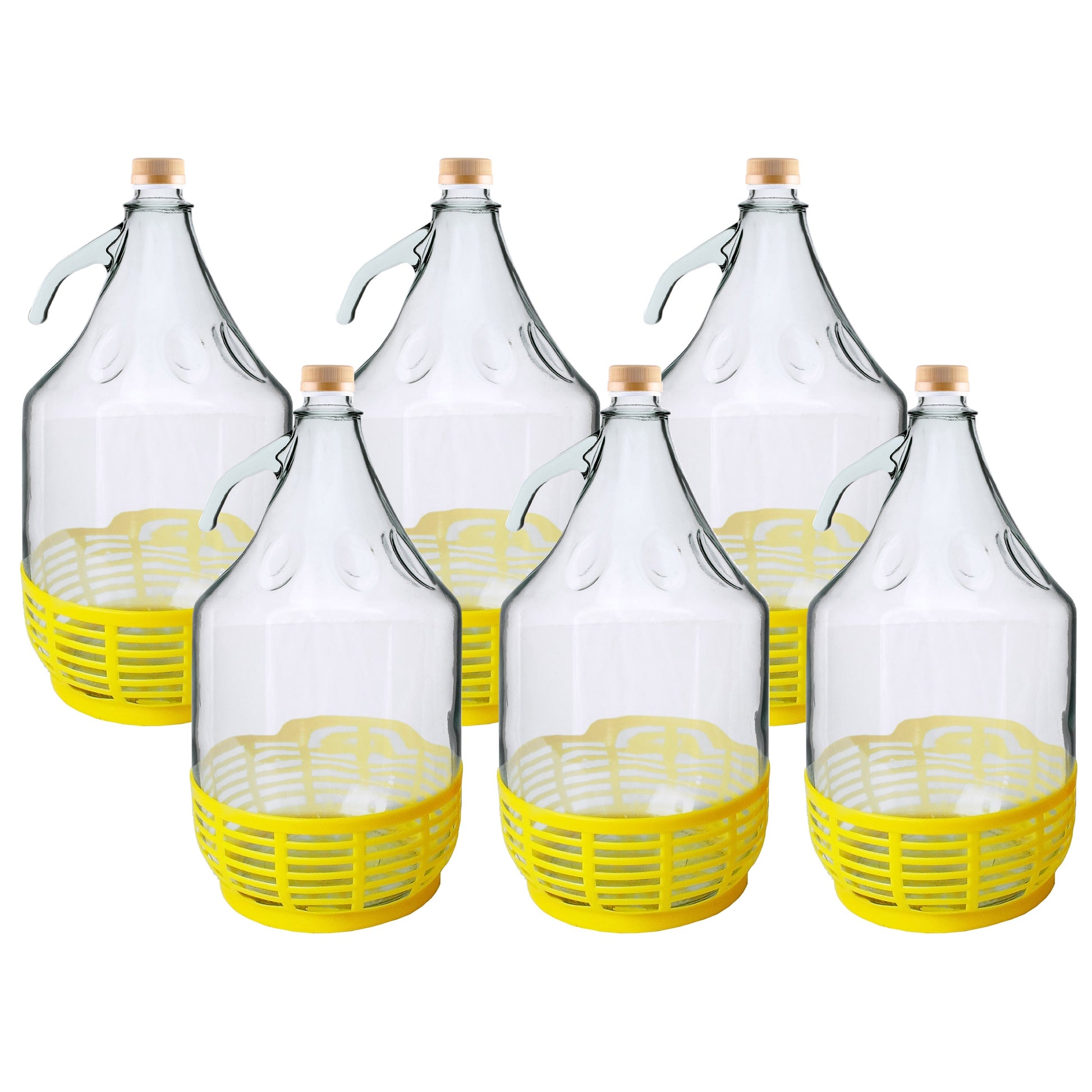AP Supplies Glass Demijohn 5L With SCREW Top Cap & Yellow Protective Basket