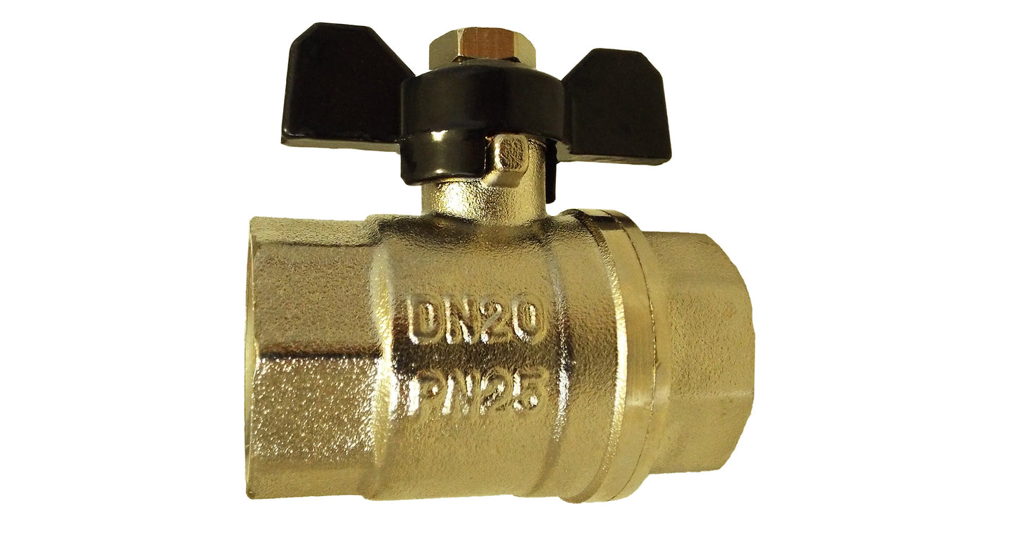 Brass Nickel-Plated Butterfly Valve 1/2in BSPF Hose Pipe Fitting Water Connector