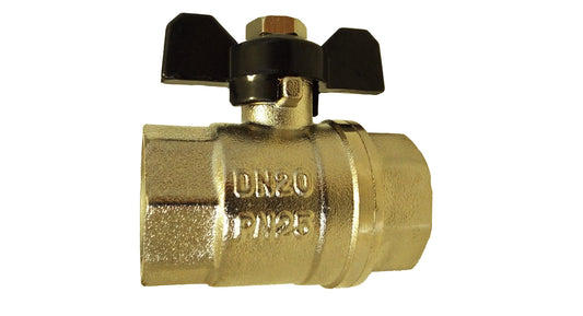 Brass Nickel-Plated Butterfly Valve 3/4in BSPF Hose Pipe Fitting Water Connector