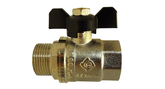 Brass Nickel-Plated Butterfly Valve 1in BSPM-F Hose Pipe Fitting Water Connector
