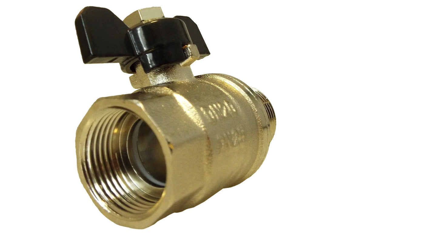 Brass Nickel-Plated Butterfly Valve 1in BSPM-F Hose Pipe Fitting Water Connector