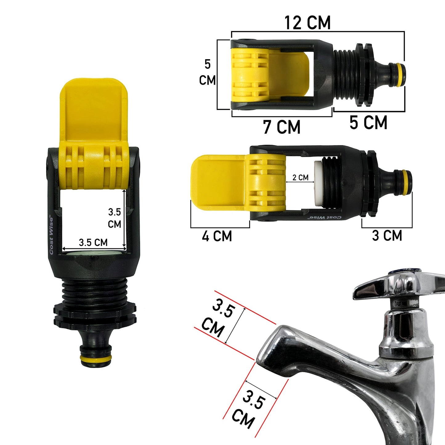 Kitchen Tap Adaptor "Non Branded" Yellow Outdoor Watering Kit Hose Connector Set