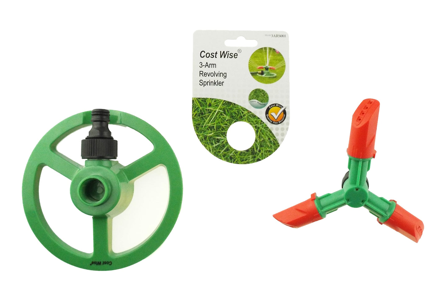 Cost Wise 3-Arm Revolving Sprinkler Outdoor Watering Kit Outdoor Hose Accessory
