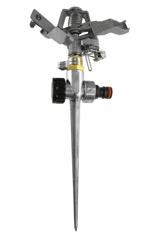 Pulsating Lawn Sprinkler - Metal with Metal Spike for Outdoor Hose Accessory