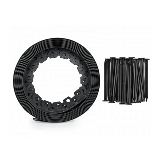 AP Supplies Lawn Border Set, Easy Border 100mm Black 10m With Pegs