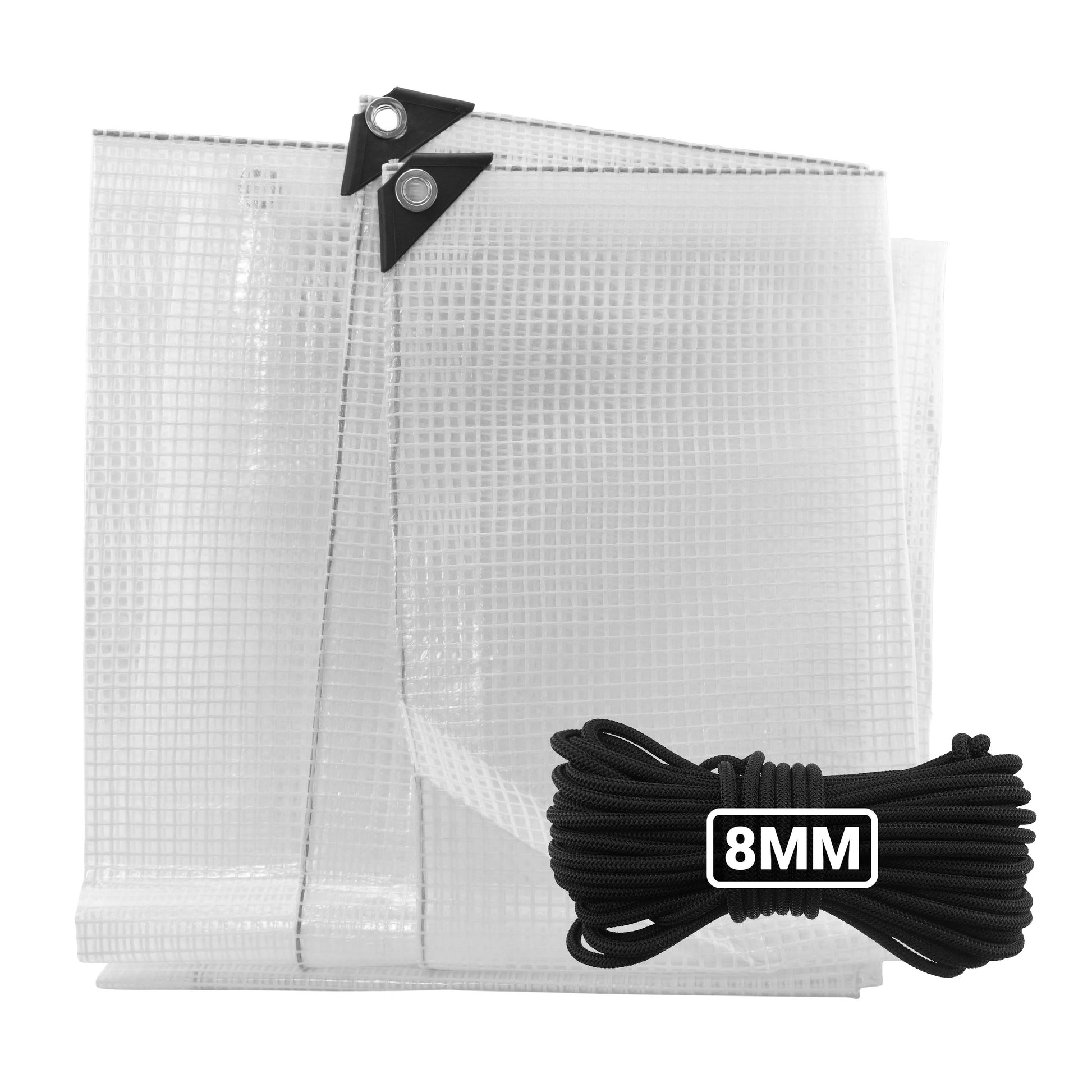 AP Supplies Clear M-Grade Tarpaulin with 10 Metres of 8mm Bungee Rope - 1m x 1m