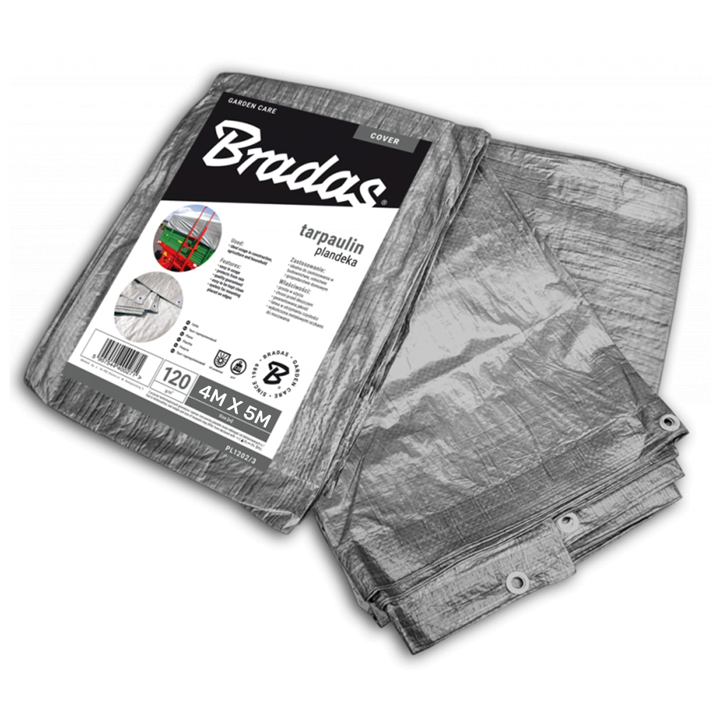 Silver M-Grade Tarpaulin 4m x 5m Waterproof Tarpaulin Cover Outdoor Ground Sheet
