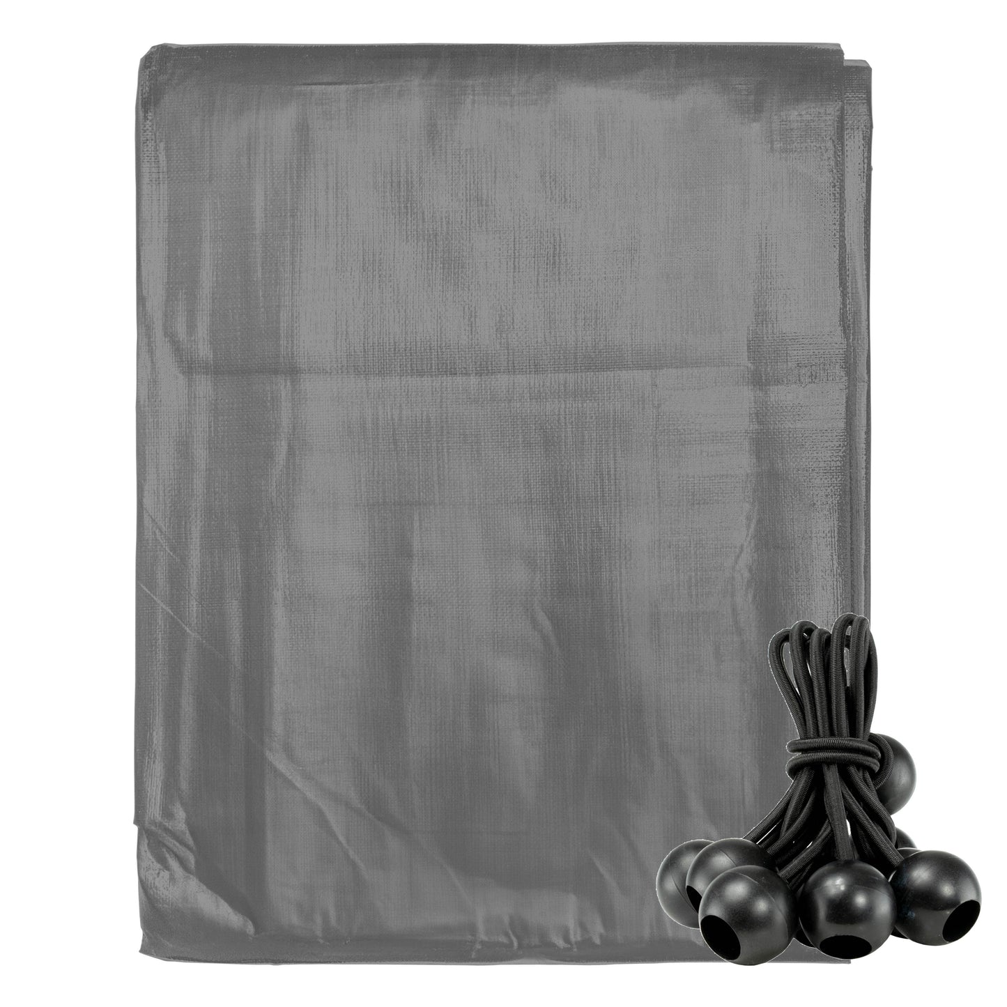 AP Supplies Grey L-Grade Tarpaulin with 10 x 6" Bungee Balls (Black) - 1m x 1m