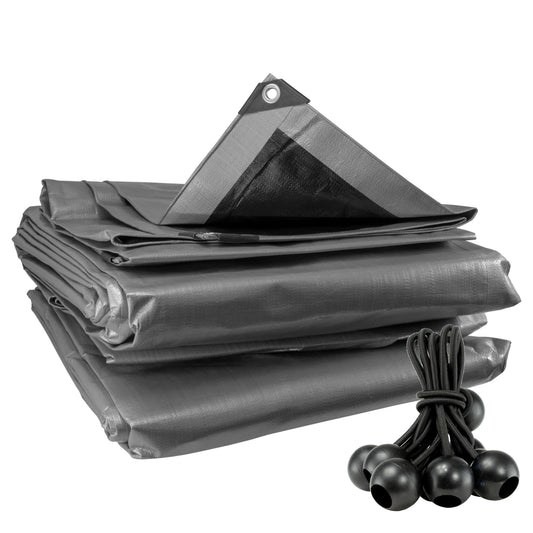 AP Supplies Silver XL-Grade Tarpaulin with Bungee Balls (Black) - 0.65m x 0.65m
