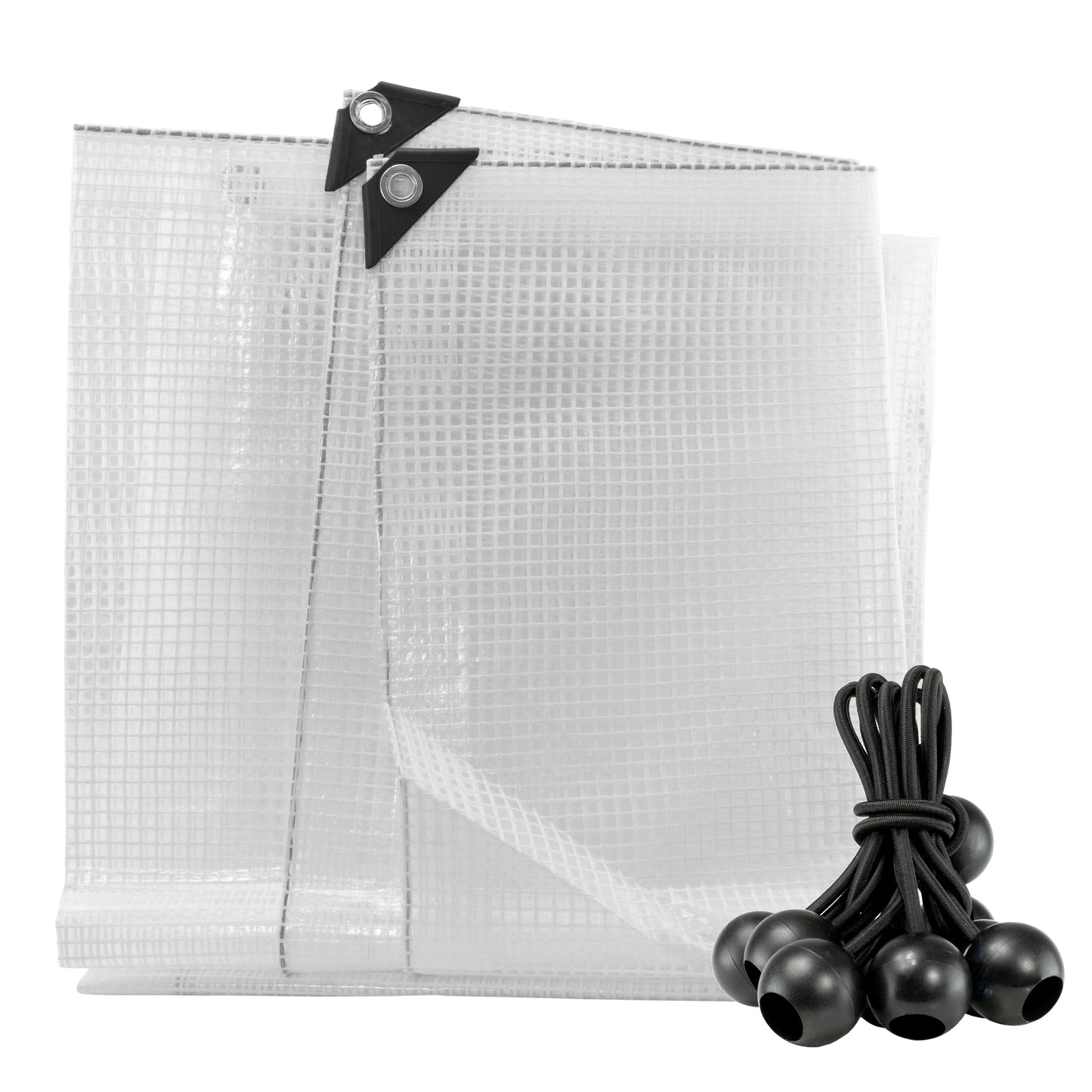 AP Supplies Clear XL-Grade Tarpaulin with Bungee Balls (Black) - 0.65m x 0.65m