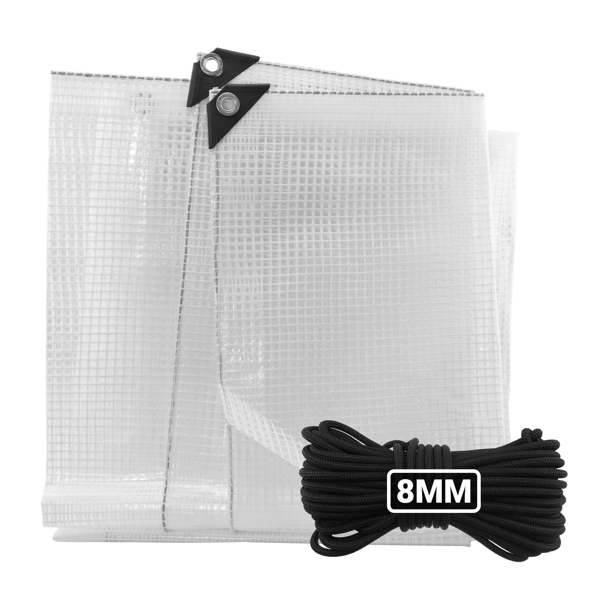 AP Supplies Clear XL-Grade Tarpaulin with 10 Metres of 8mm Bungee Rope - 0.65m x 0.65m