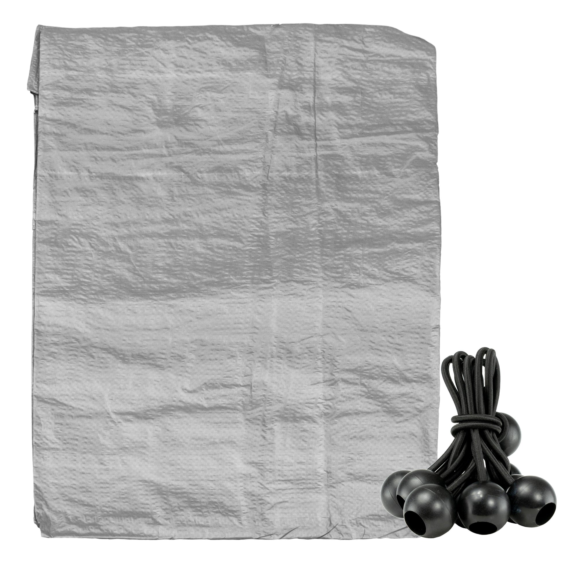 AP Supplies Grey S-Grade Tarpaulin with 10 x 6" Bungee Balls (Black) - 1m x 1m