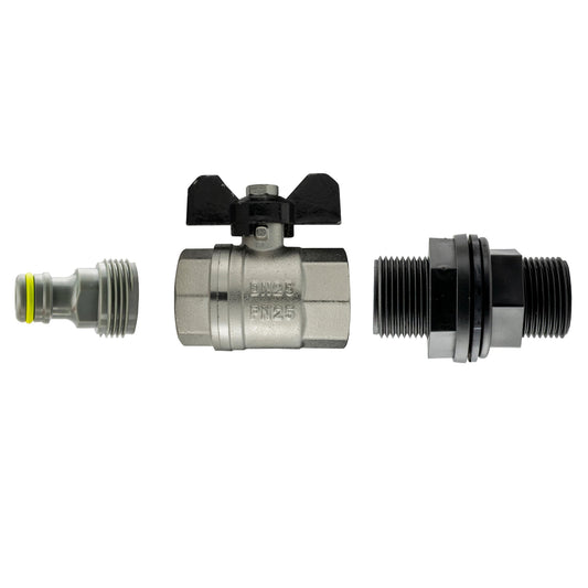AP Supplies Water Butt Kit 1/2” BSP with Metal BSPF Bib Valve and Male Quick Connect Outlet