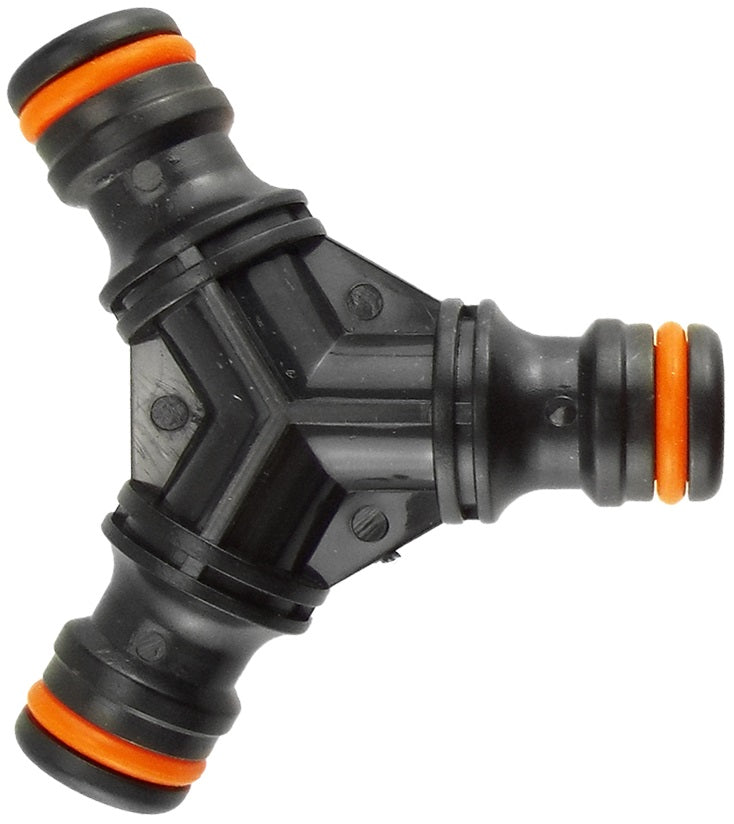 Three Way Snap-On Male Black Pipe and Water Fitting Garden Water Connector