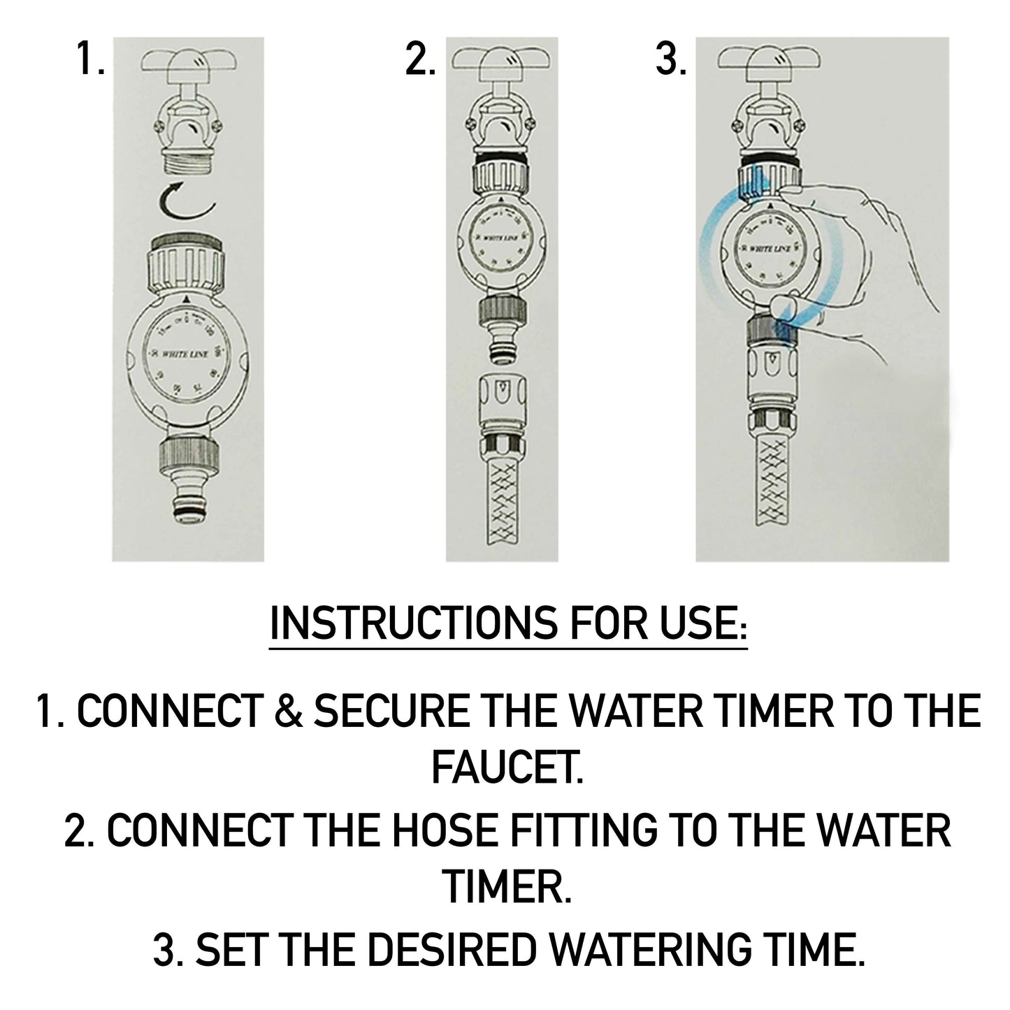 White Line Mechanical Water Timer Drip Irrigation Fitting DIY Workshop Accessory