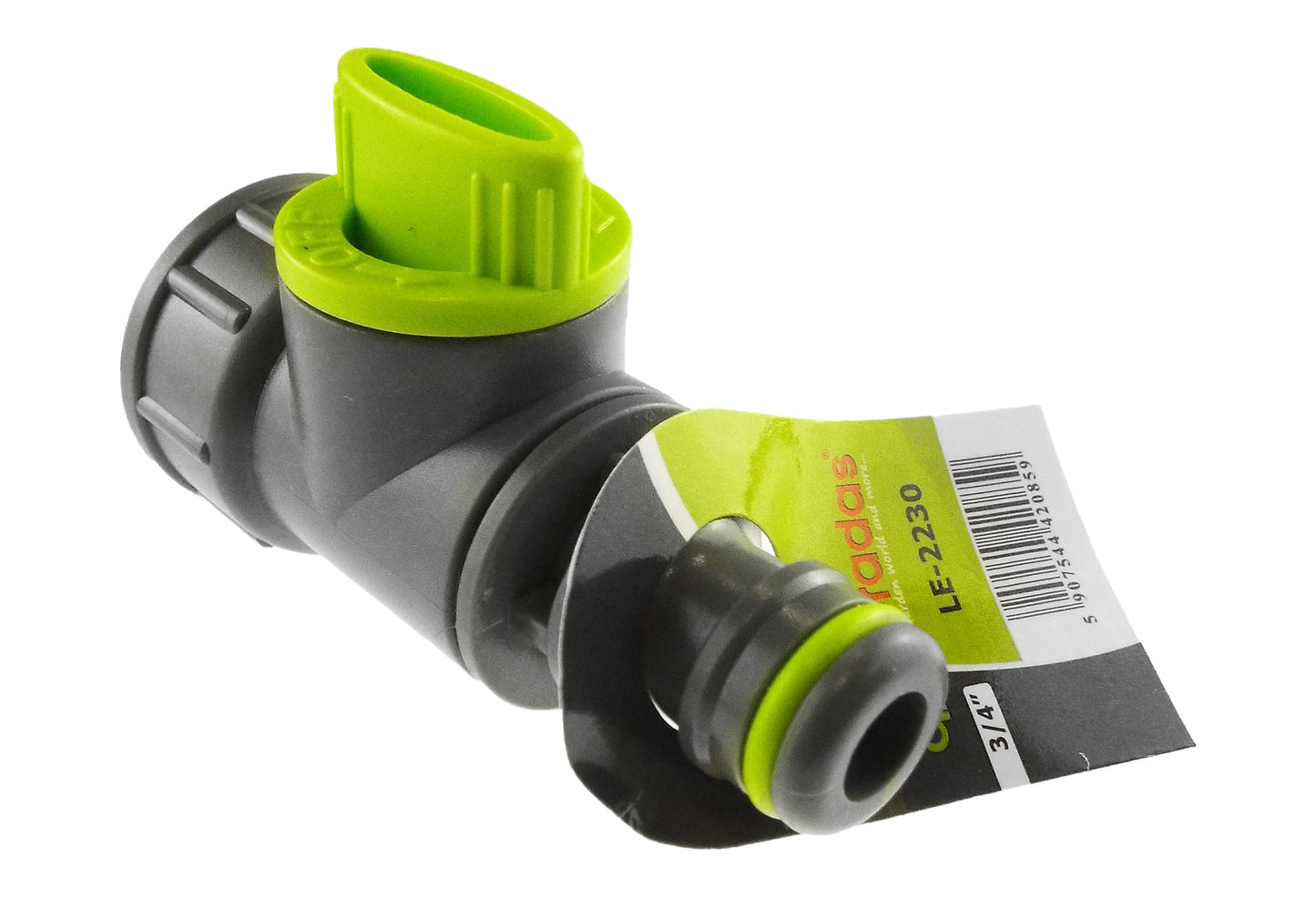 Tap Adapter with Valve 3/4 BSPF - Snap-On Connector, Lime for Hose Connector Set