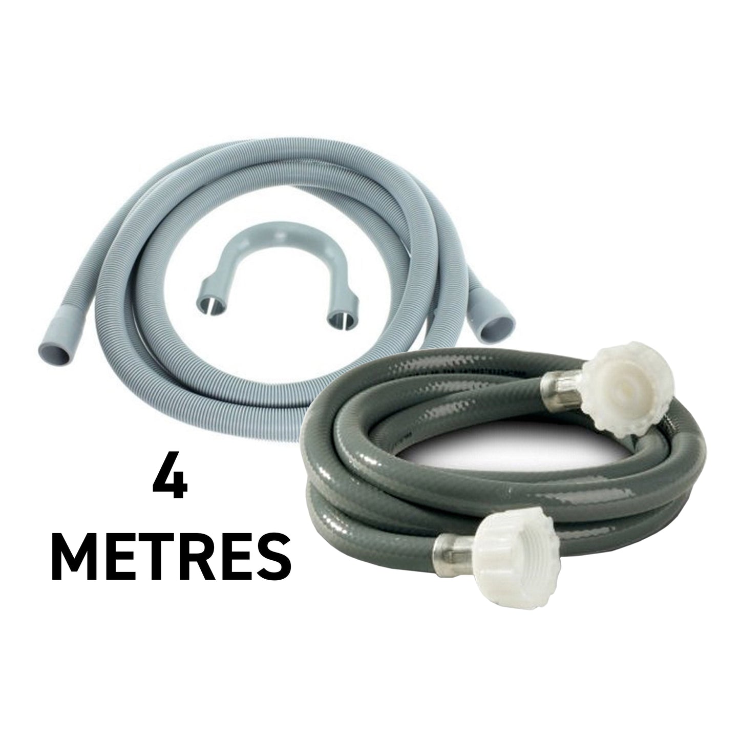 Replacement Washing Machine Pipe Set 4m BSP Thread Fitting Water Flow Control