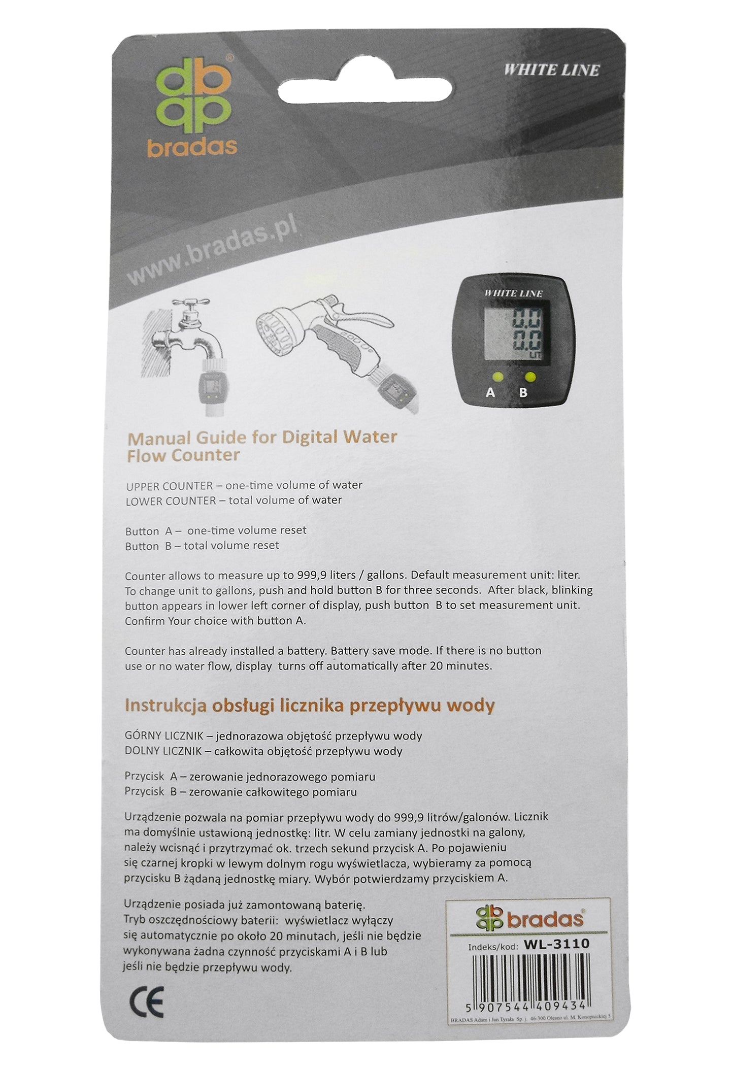 Water Flow Meter 3/4in BSPM-F Drip Irrigation Fitting DIY Workshop Accessory